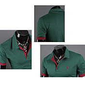Menns Lapel Embroidery Solid Color korte ermer Skjortegnsere