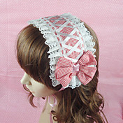 Handmade Red and White Check Pattern Cotton 34cm Sweet Lolita Headband