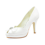 Satijnen naaldhak peep toe met bowknot trouwschoenen (meer kleuren)