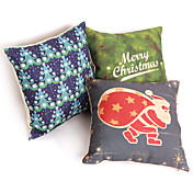 Conjunto de 3 Natal clássico fronha de algodão / linho decorativa