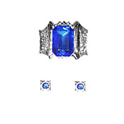 Cosplay Ring and Ear Studs Set Inspired by Black Butler-Ciel Blue