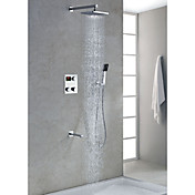 Chrome Finish LCD Dusche Wasserhahn mit 8-Zoll-Duschkopf + Handbrause Platz