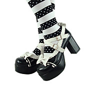 Handmade Black PU Leather 8cm High Heel Dolls Lolita Shoes