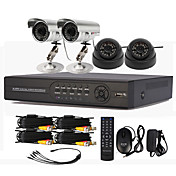 4 Channel DVR sistema di telecamere a circuito chiuso con registrazione HD (2 telecamera esterna impermeabile e 2 Telecamera Dome Indoor)
