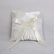 dejlig Rhinestone dekoration glat satin vielsesring pude