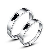 Pretty 925 Sterling Silver Footprint Couples Rings