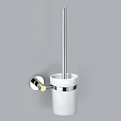 Contemporary Style Chrome Finish Zinc Alloy Wall Mounted Toilet Brush Holder