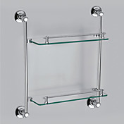 Contemporary Style Chrome Finish Brass Vægmonteret glashylde (2 Lag, rektangel Shape)