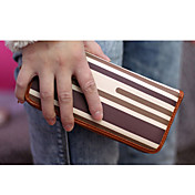 Women's Contrast Color Zipper Stripes Long Wallet