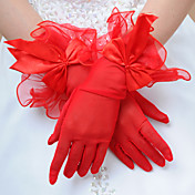 Delicate Satin/Tulle Fingertips Wrist Length Wedding Gloves