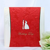 élégante invitation de mariage en relief en rouge (jeu de 50)