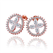 Charmante Rose plaqué or Boucles d'oreilles rondes en cristal