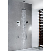 Moderne Thermostat-LCD Messing Dusche Wasserhahn mit 8-Zoll-Duschkopf + Handbrause Runde