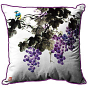Bird & Grape Print Pattern Velet fronha decorativa