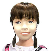 Capless Top Grade Quality Synthetic Short Straight Brown Children's Wigs with Braid