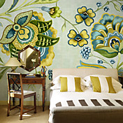 Mural dos desenhos animados floral verde