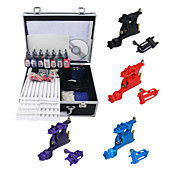 4 Guns (6colors Random) Tattoo Kit med Mini Strøm og 7 farger Ink + sak