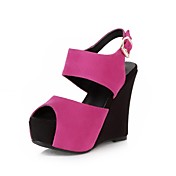 Кожа клин пятки Peep Toe с пряжкой партии / вечерние туфли (больше цветов)