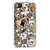 Tempestato di diamanti irregolare causa patchwork floreale trasparente per iPhone 4 e 4S