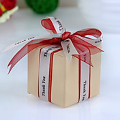 Square Ivory Favor Box With "Thank You" Ribbon (Set of 12)