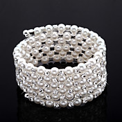 Exquisite Ladies' Rhinestone Strand/Tennis Bracelet In White Pearl