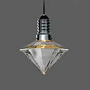 3W Modern Led Pendant Light with High-transparence Glass Diamond-Shaped Shade