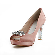 Fashion Satin Stiletto Heel Peep Toe With Rhinestone Party / Evening Shoes