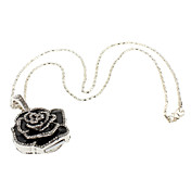 8GB Black Rose Shaped 8 GB USB 2.0 USB Flash Drive U Disk Pen Stick met Hals Ketting (Zwart & zilver)