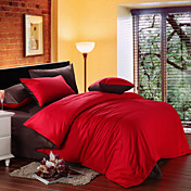 4pcs vermelho e marrom capa de edredão de algodão de impressão definido