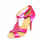 Customized Women's Satin Upper T-Strap Latin / Ballroom Dance Shoes With Rhinestone (More Colors)