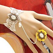 Handmade White Lace Country Lolita Bracelet avec anneau de tournesol