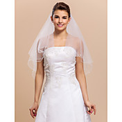 2 Layer2 Belle coude Veil de mariage avec bord festonné / perlé