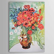 dipinti a mano, pittura vascolare olio con margherite e papaveri vincent van.gogh con telaio allungato