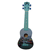 (Boats) Laminated Basswood Soprano Ukulele with Bag/String/Picks(Blue)
