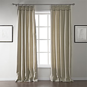 (Two Panels) Classic Solid Cotton Linen Blend Eco-friendly Curtains