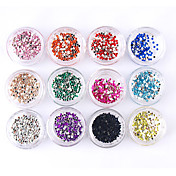 12x100PCS uñas de acrílico arte Rhinestones Decoración 1,5 mm (12 Mixed-Colors)