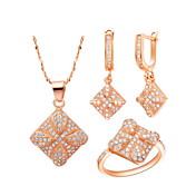 18K Elegant Plated With Rhinestone Women's Including Pendant Earrings Rings