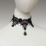 Handmade Violet Black Lace Gothic Lolita Halskette