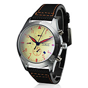 Mannen Kalender Style Analoge Leather mechanisch horloge (zwart)