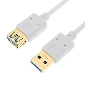 Placcato oro USB3.0 AM / AF cavo Rotondo (1 m, Bianco)