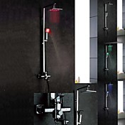 Chrome Finish Wall Mount Color Changing LED Contemporary Brass Shower Faucets
