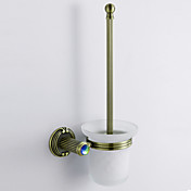 Antique Style Antique Colorful Crystal Decorated Bronze Finish Brass Toilet Brush Holder Rack