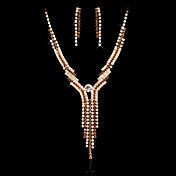 Gorgeous Alloy And  Czech Rhinestones Jewelry Set Including Necklace And Earrings In Gold