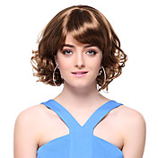 Capless sintético de alta qualidade curto encaracolado perucas de cabelo bonito de Brown