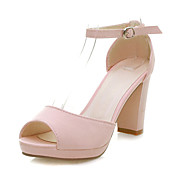 Cuero sandalias de tacón grueso con hebilla / zapatos de fiesta / noche informal (más colores)