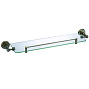 antik messing finish, badeværelsestilbehør hyldeglas satin
