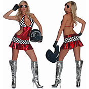 Charming Check Pattern Red Polyester Sexy Uniform