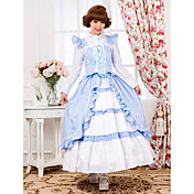 Sleeveless Floor-length Sky Blue Cotton Country Lolita Dress