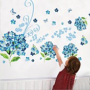 Blå Blomst Butterfly Wall Sticker