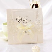 Diseño Invitación Wedding doblada Rose con la cinta del Bowknot (juego de 50)